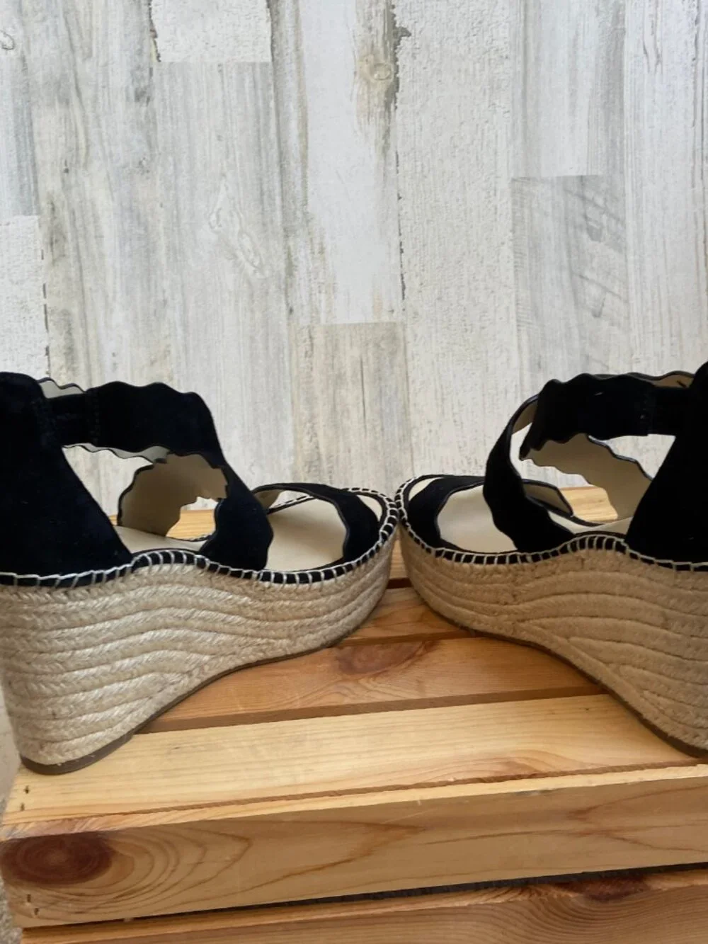 Marc Fisher Women's Size 8.5 Calita Platform Espadrille Heels Black Sandals